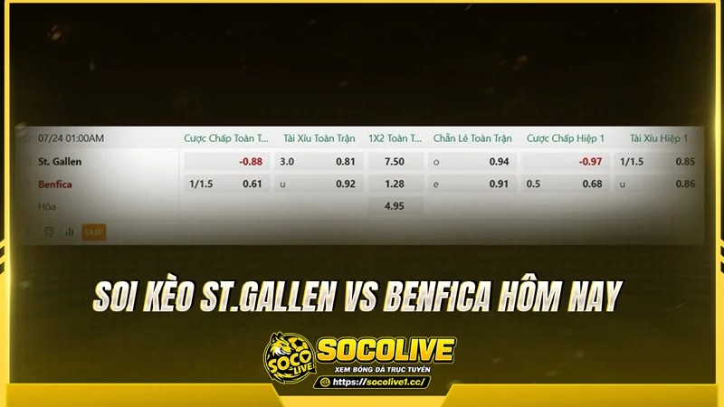 Soi kèo St.Gallen vs Benfica hôm nay từ các chuyên gia Socolivetv Soi kèo St.Gallen vs Benfica hôm nay từ các chuyên gia Socolivetv