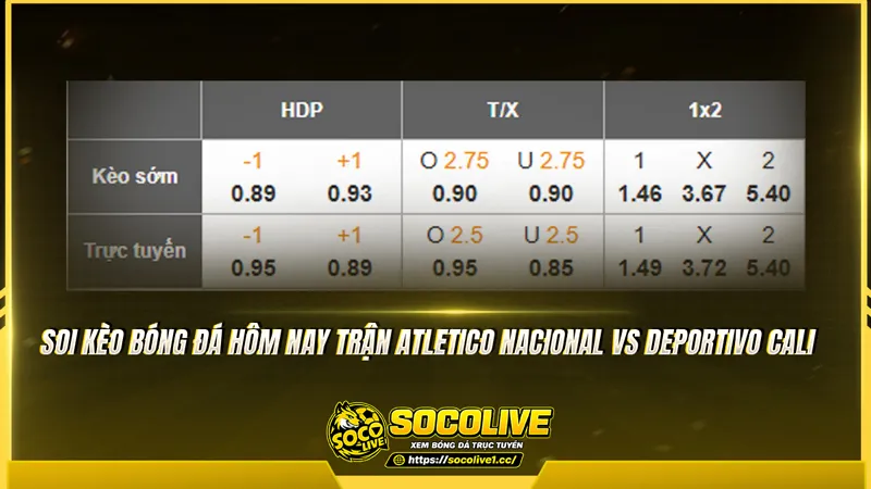 Soi kèo bóng đá hôm nay trận Atletico Nacional vs Deportivo Cali